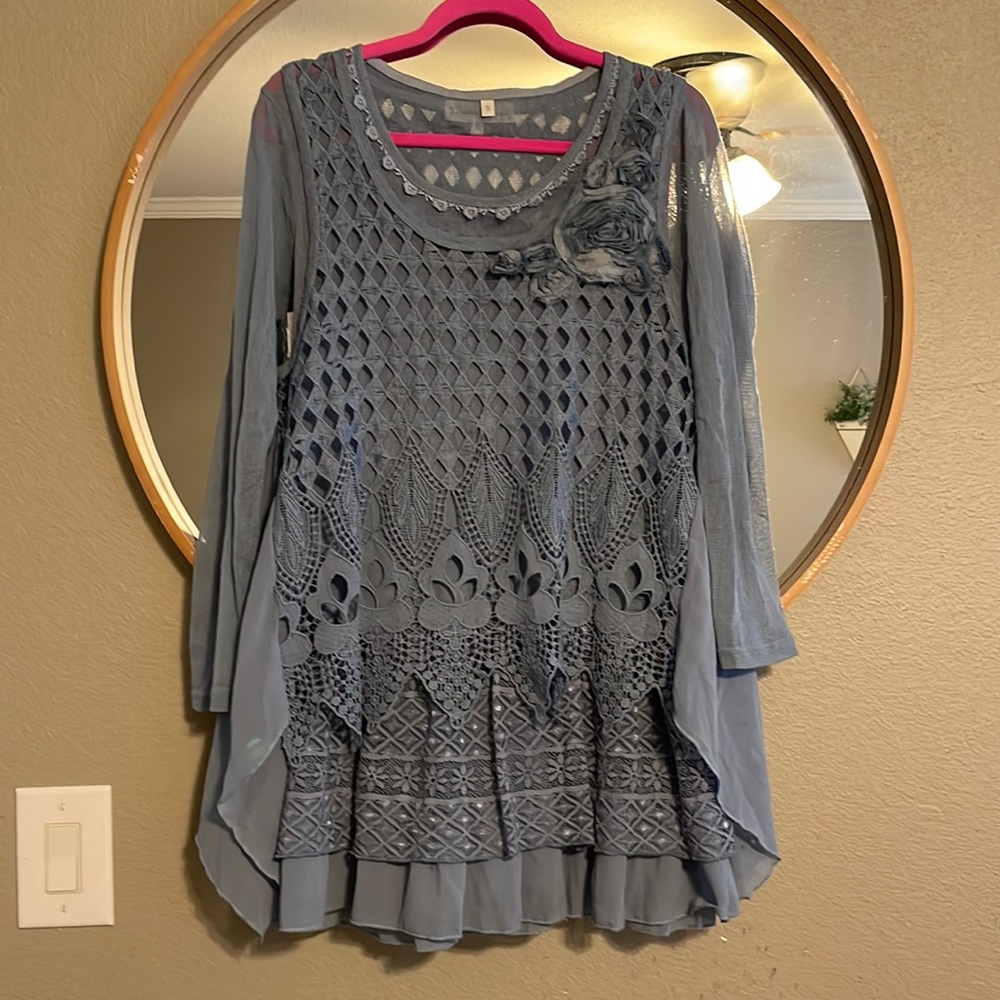 Pretty Angel Blue Lace Blouse